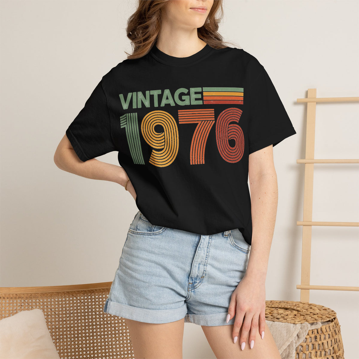 Vintage 1976 Classic Shirt, Seventies Stripe Birthday Tee, Born In 1976 Shirt, 50th Birthday Gift