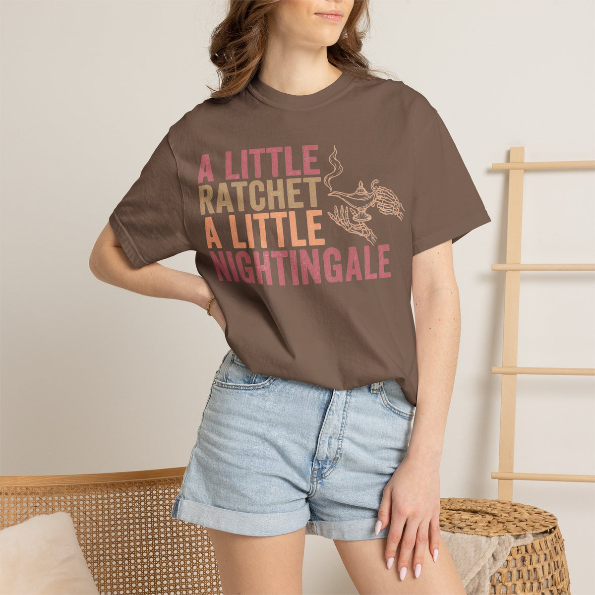 A Little Ratchet A Little Nightingale Shirt, Funny Nurse Shirt, Skeleton Hand Lamp Nurse Tee, Sarcastic RN Gift