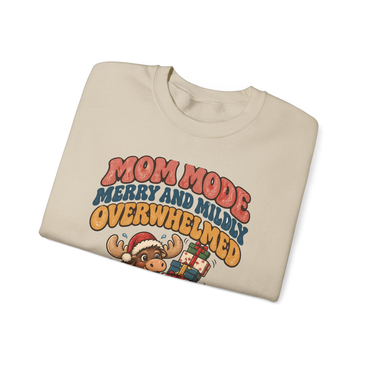 Funny Mom Gift Mom Mode Merry And Mildly Overwhelmed Ornament Mug Sweatshirt Christmas Gift for Mom Wife Tired Mama Moose