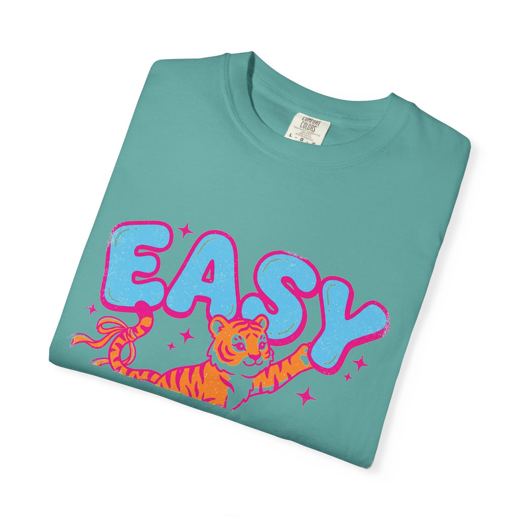 Easy Tiger Shirt, Y2K Bubble Letter Tiger Tee, Pink And Blue Retro Shirt, Funny Flirty Gift