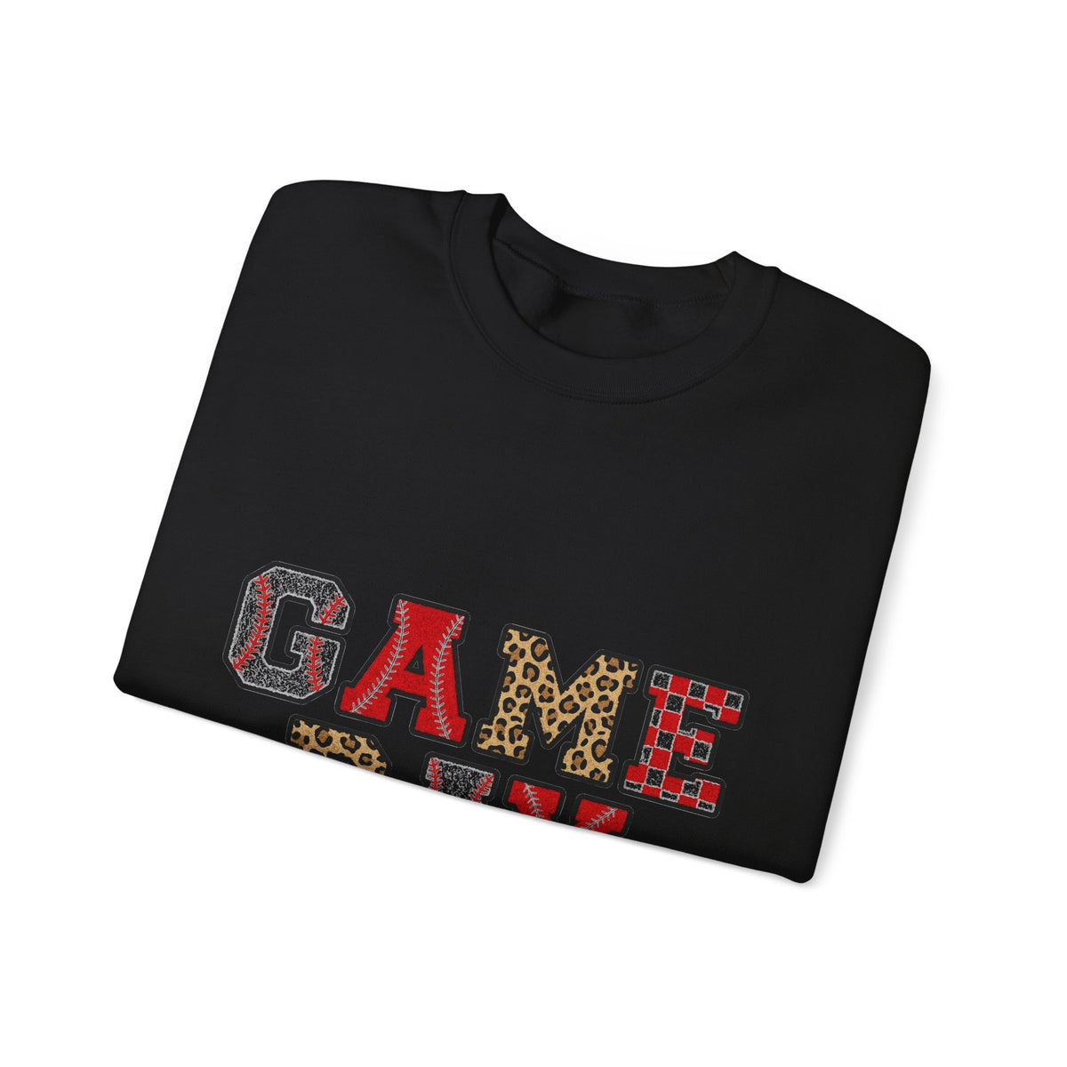 Game Day Sweatshirt, Baseball Leopard Checkered Chenille Letters Sweatshirt, Baseball Mom Sweatshirt, Softball Game Day Gift, Sports Mom Var