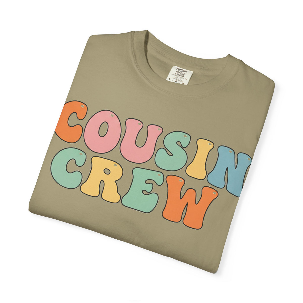 Cousin Crew Stacked Shirt, Groovy Retro Pastel Tee, Matching Cousins Reunion Shirt, Family Gift