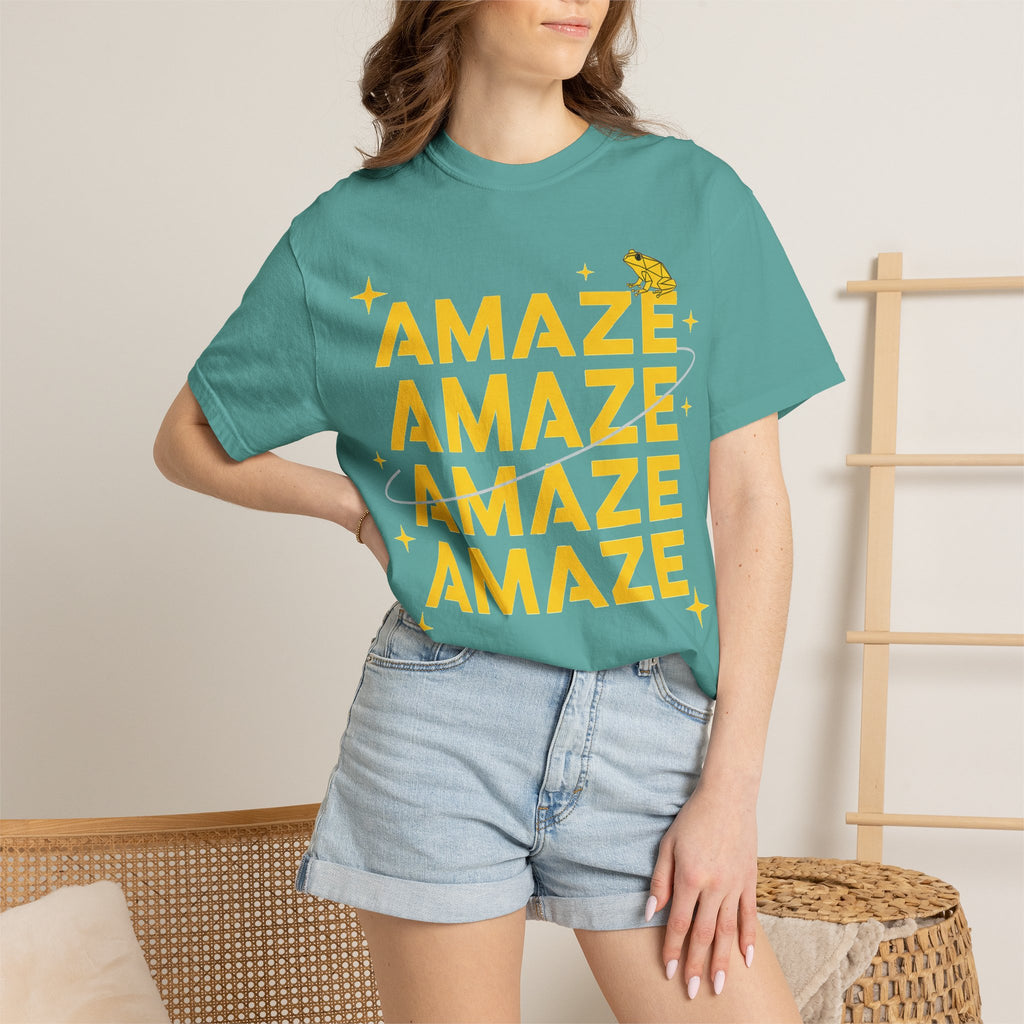Amaze Amaze Amaze Amaze Shirt, Four Line Retro Type Tee, Frog Sparkle Graphic Shirt, Trendy Gift