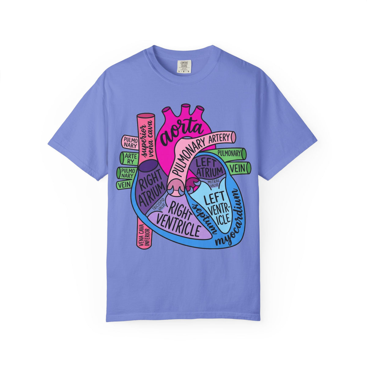 Anatomical Heart Diagram Shirt, Labelled Cardiac Anatomy Tee, Cardiology Nurse Shirt, Med Student Gift