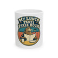 My Lunch Takes Three Hours Mug, Funny Retirement Gift for Coworker, Retired Christmas Gift, Coffee Mug 11oz 15oz