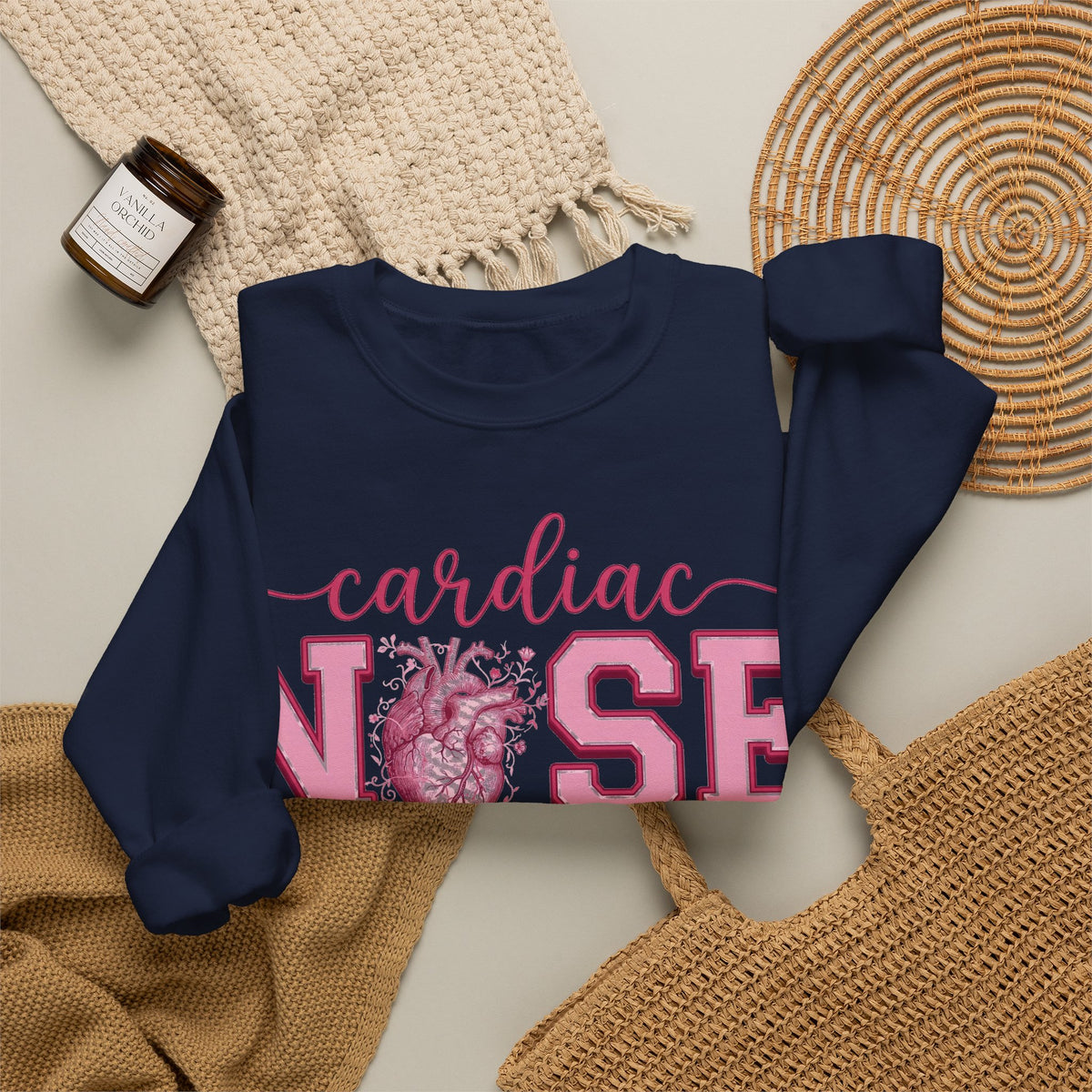 Cardiac Nurse Sweatshirt, Anatomical Heart Nurse Sweatshirt, Pink Varsity Cardiology Nurse Gift, ICU Cardiac RN Sweatshirt, Telemetry Nurse