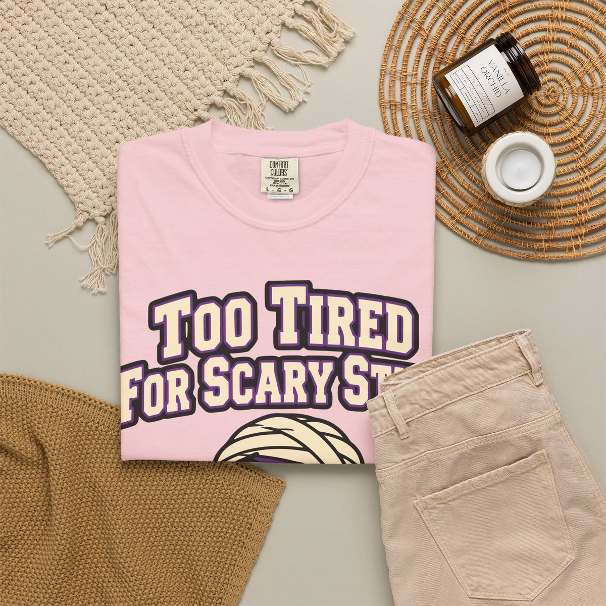 Too Tired For Scary Stuff Halloween Shirt, Funny Mummy Tee, Retro Spooky Humor