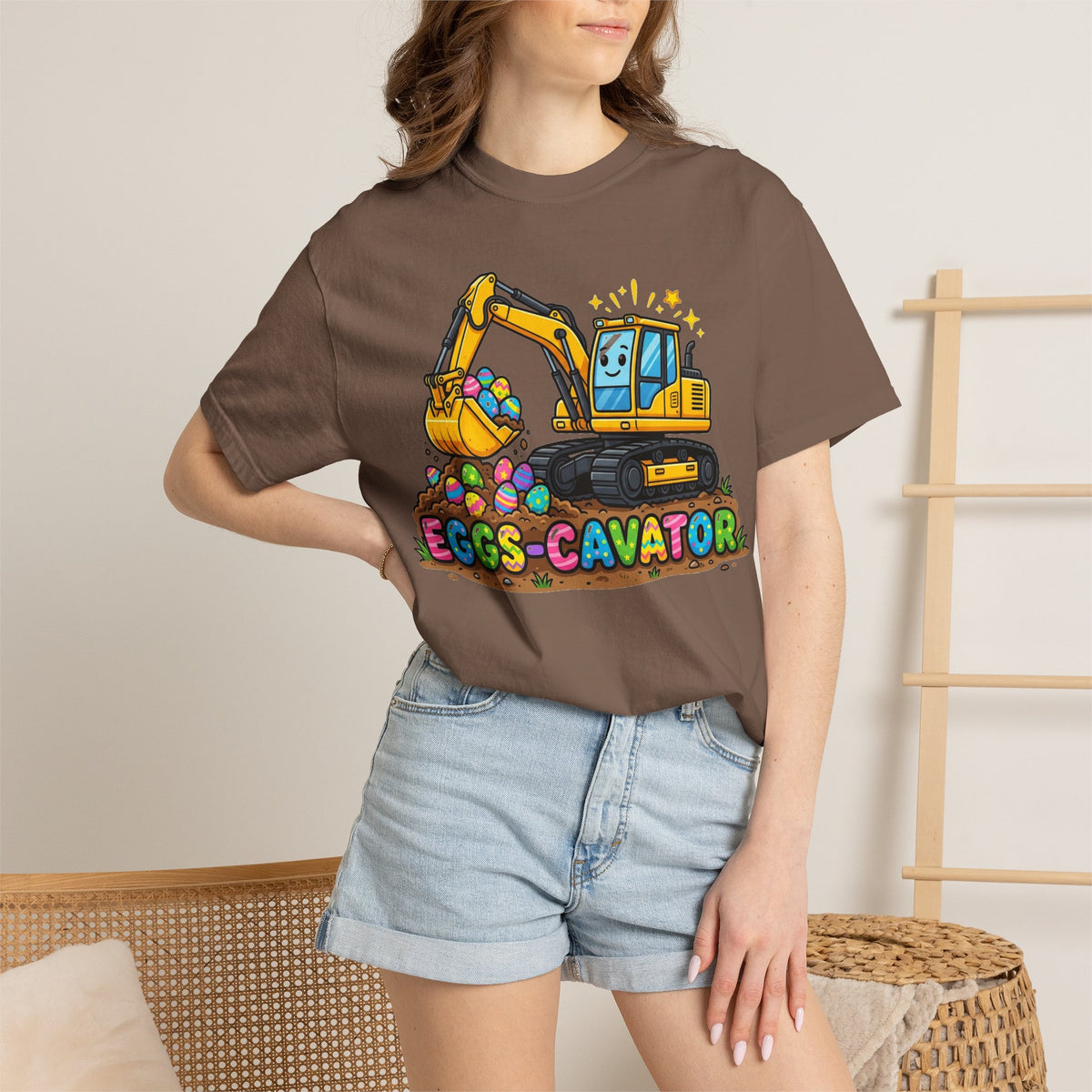 Eggs-Cavator Excavator Shirt, Funny Easter Construction Tee, Digger Easter Egg Shirt, Boys Easter Gift