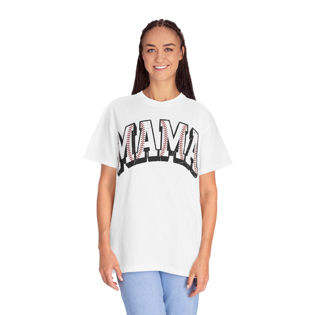 Mama Baseball Stitch T-Shirt — Vintage Motivational Mom Tee