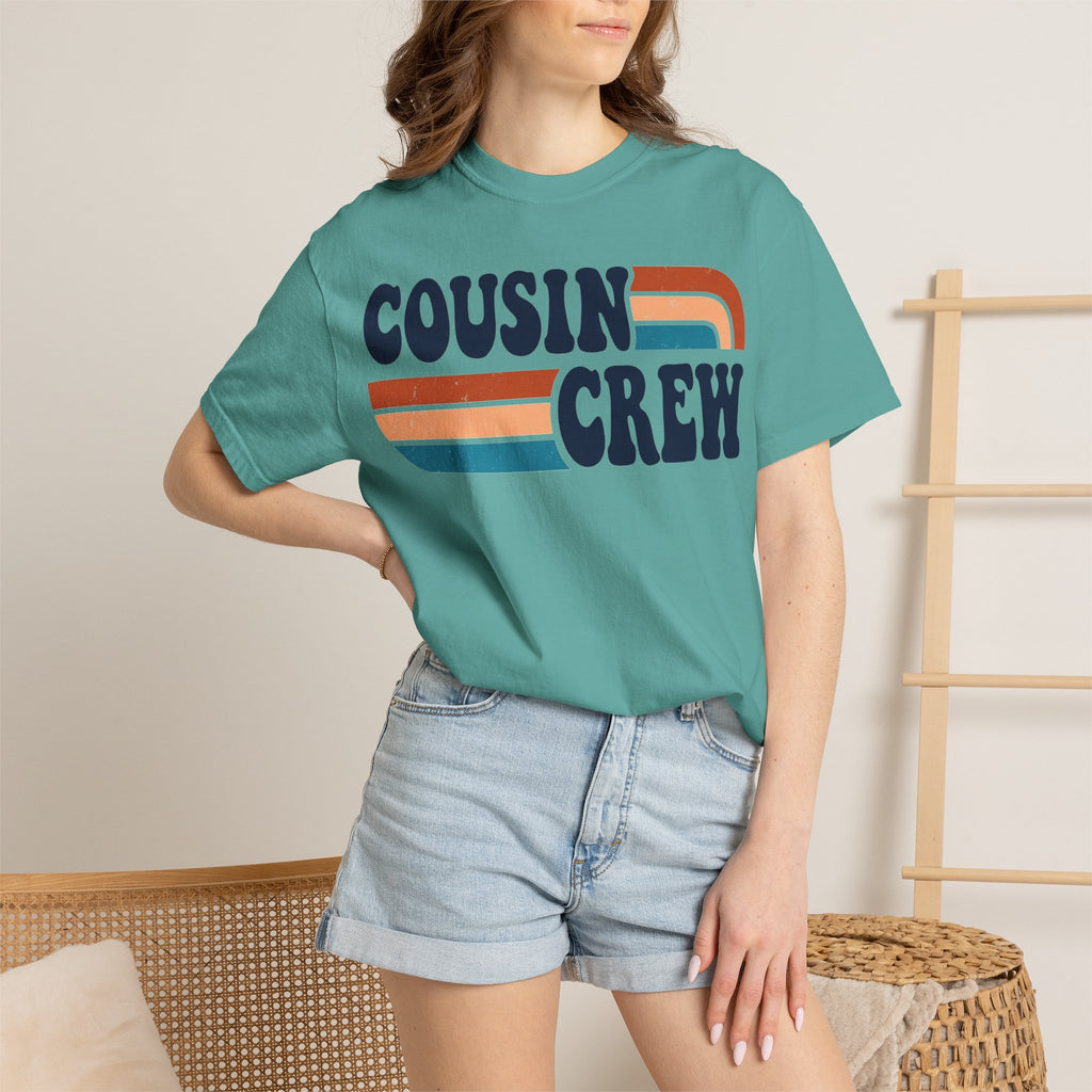 Cousin Crew Rainbow Stripe Shirt, Retro Family Reunion Tee, Matching Cousins Shirt, Family Gift