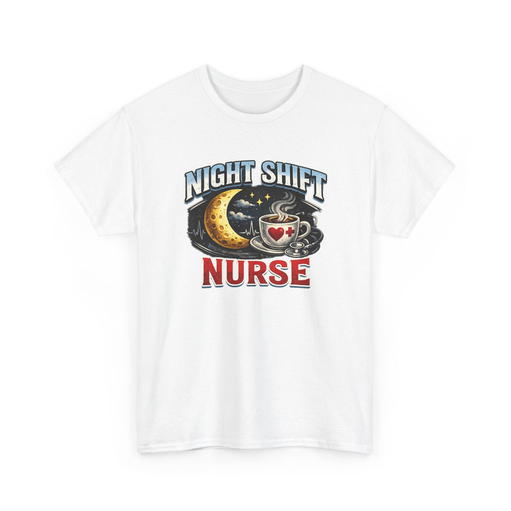 Night Shift Nurse T‑Shirt - Cute Moon & Coffee Graphic Tee for Nurses