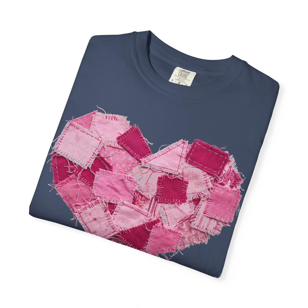 Scrappy Patchwork Heart Shirt, Frayed Quilt Valentine Tee, Cottagecore Heart Shirt, Quilter Gift