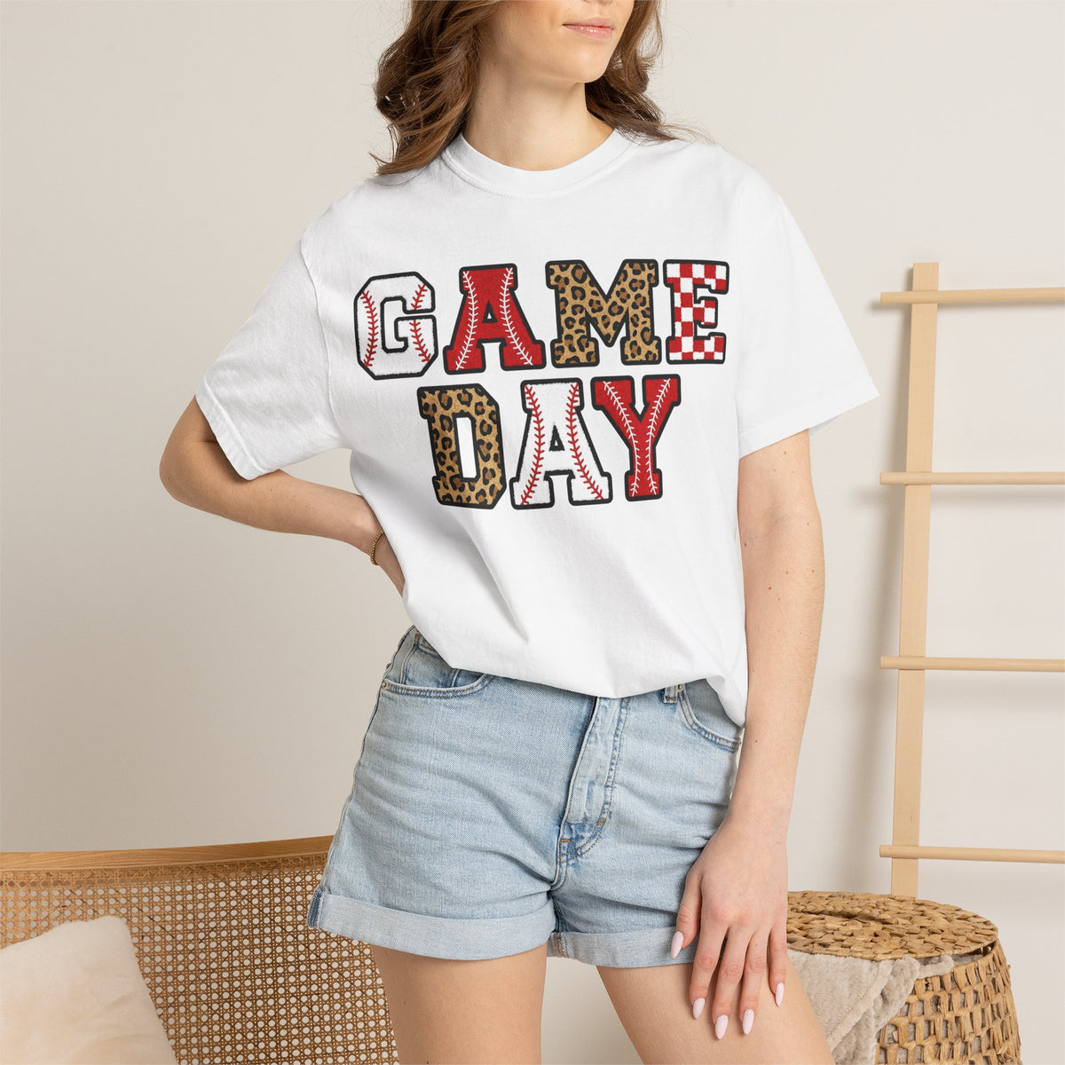 Game Day Varsity Patch Shirt, Baseball Leopard Letter Tee, Sports Mom Shirt, Baseball Mom Gift