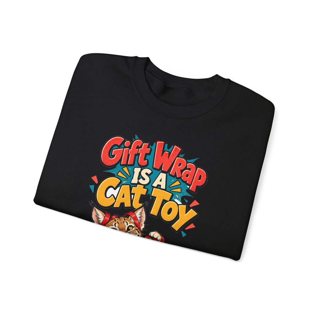 Funny Cat Mom Gift Gift Wrap Is A Cat Toy Sweatshirt, Cat Lover Humor Tee, Christmas Gift for Cat Dad Pet Parent Idea