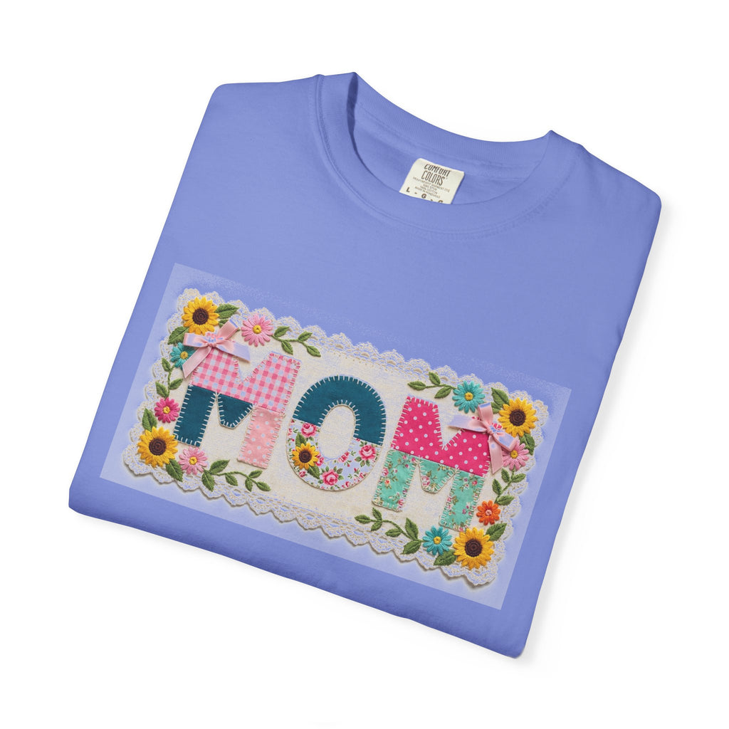 Mom Floral Applique Shirt, Faux Embroidery Sunflower MOM Tee, Mothers Day Shirt, Mom Gift