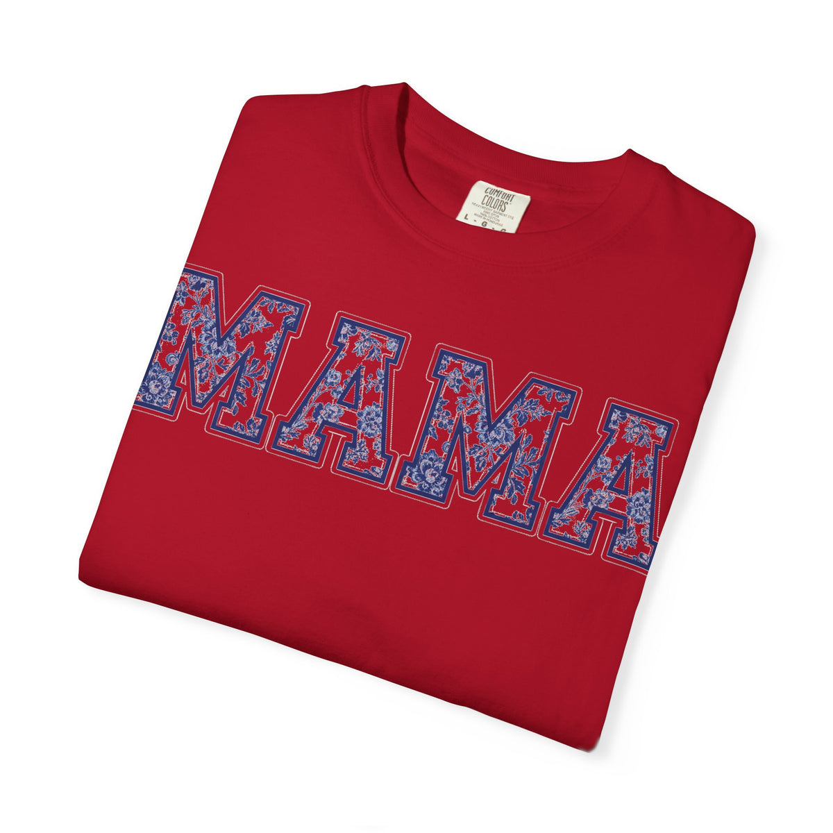 Mama Delft Blue Floral Shirt, Toile Varsity Applique Tee, Grandmillennial Mom Shirt, Mothers Day Gift