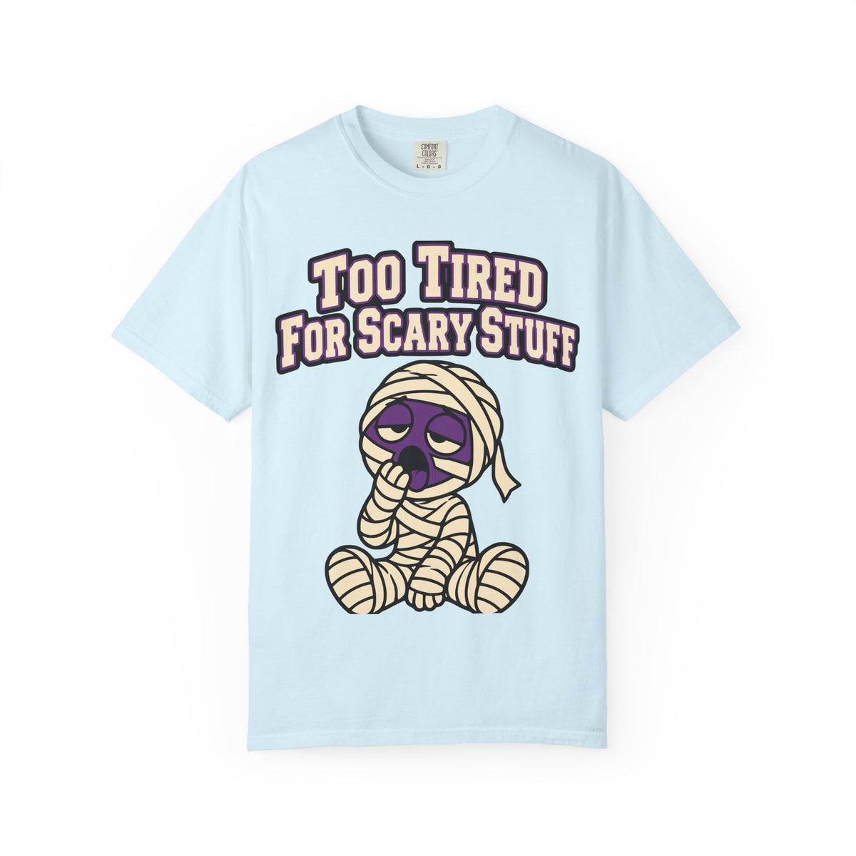Too Tired For Scary Stuff Halloween Shirt, Funny Mummy Tee, Retro Spooky Humor