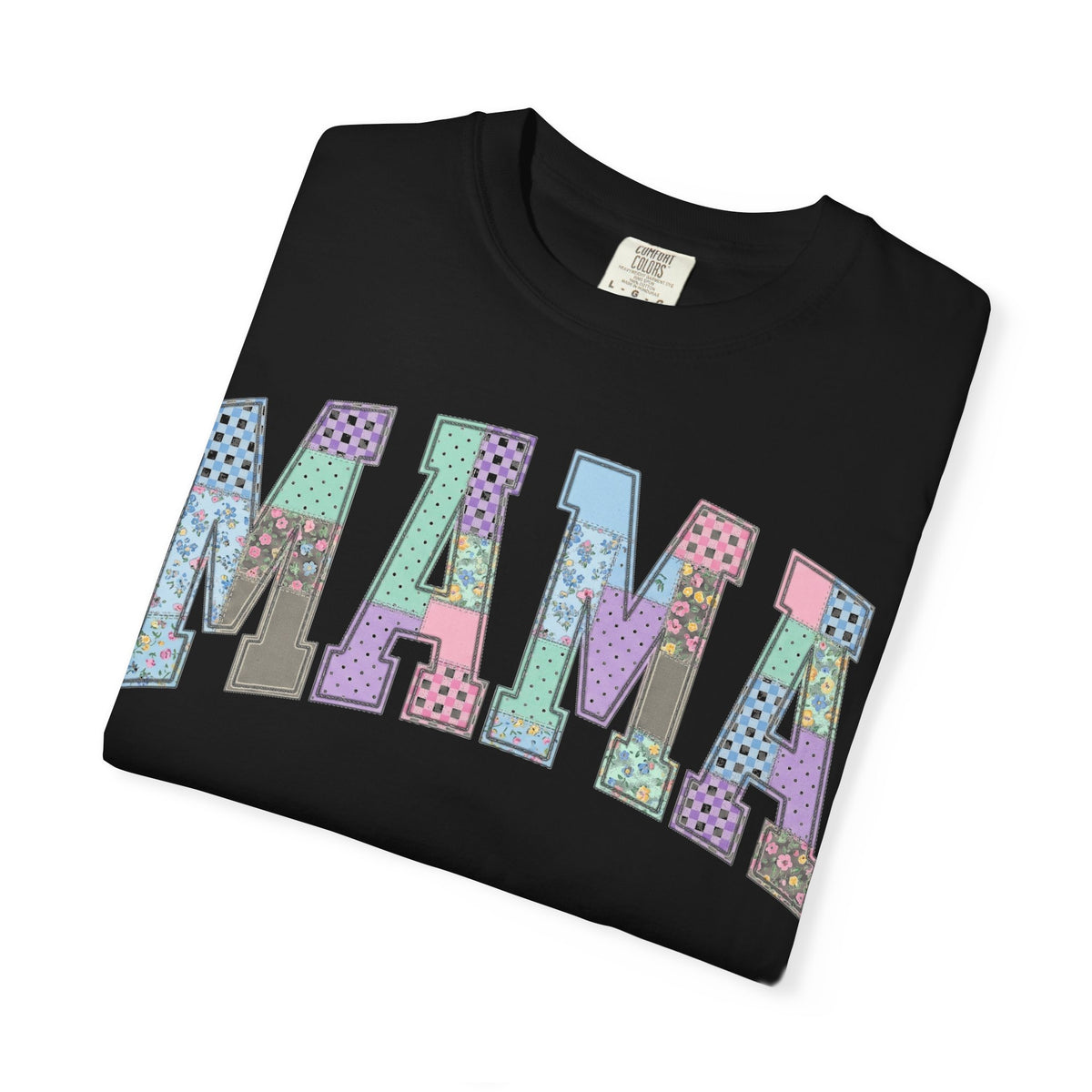 Mama Arched Patchwork Shirt, Pastel Quilt Letter Tee, Cottagecore Mom Shirt, Mothers Day Gift