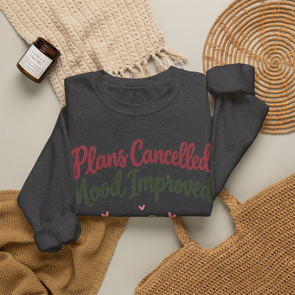 Funny Introvert Sweatshirt Plans Cancelled Mood Improved | Cozy Frog Sweatshirt | Homebody Gift | Antisocial Sweatshirt