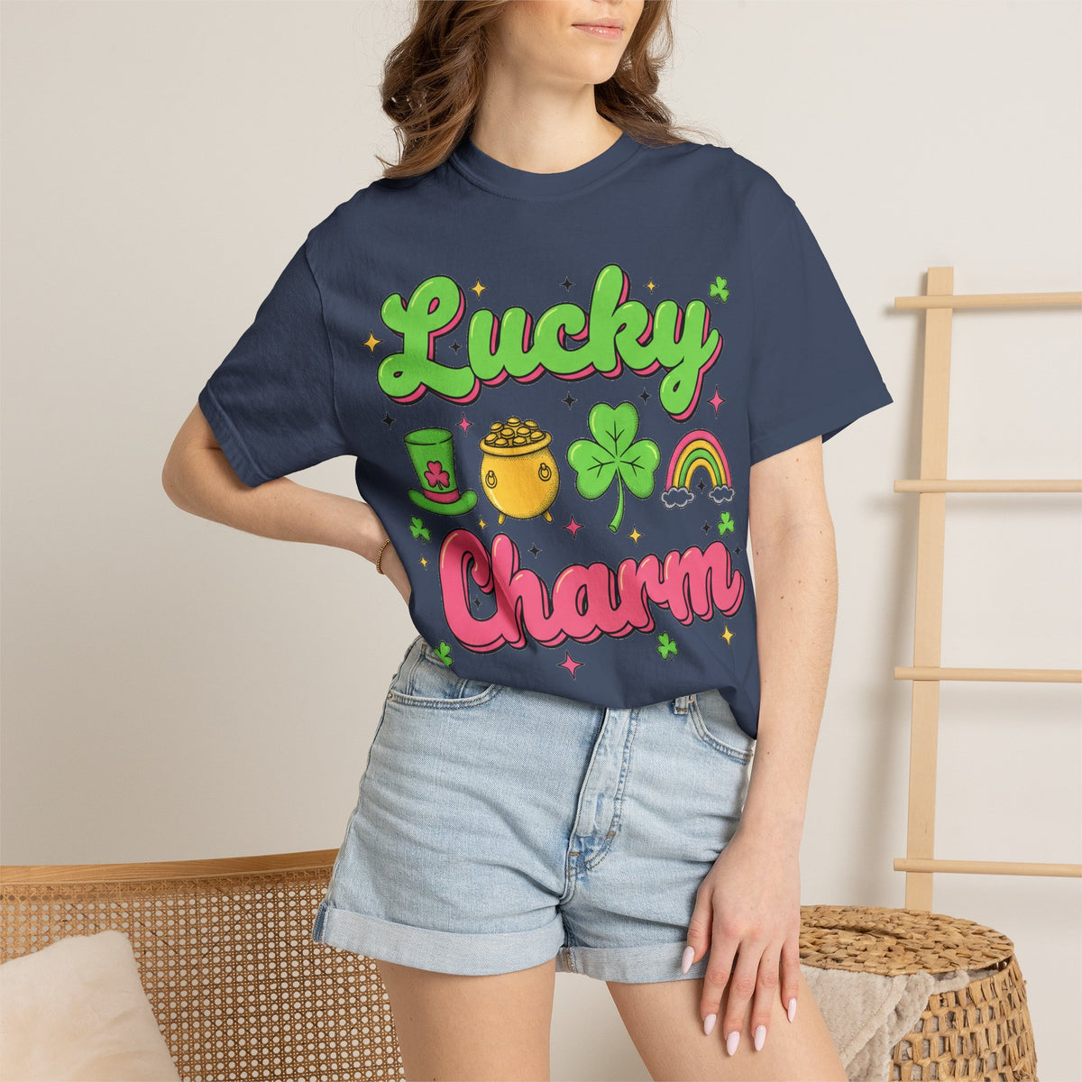 Lucky Charm Pink Shirt, Groovy St Patricks Day Tee, Rainbow Clover Shirt, Irish Gift