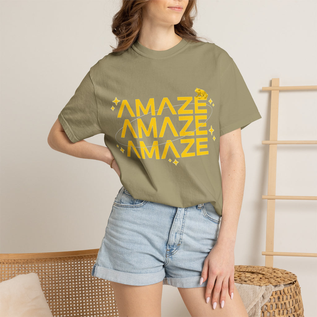 Amaze Amaze Amaze Shirt, Retro Stacked Type Tee, Tiny Frog Graphic Shirt, Funny Minimal Gift