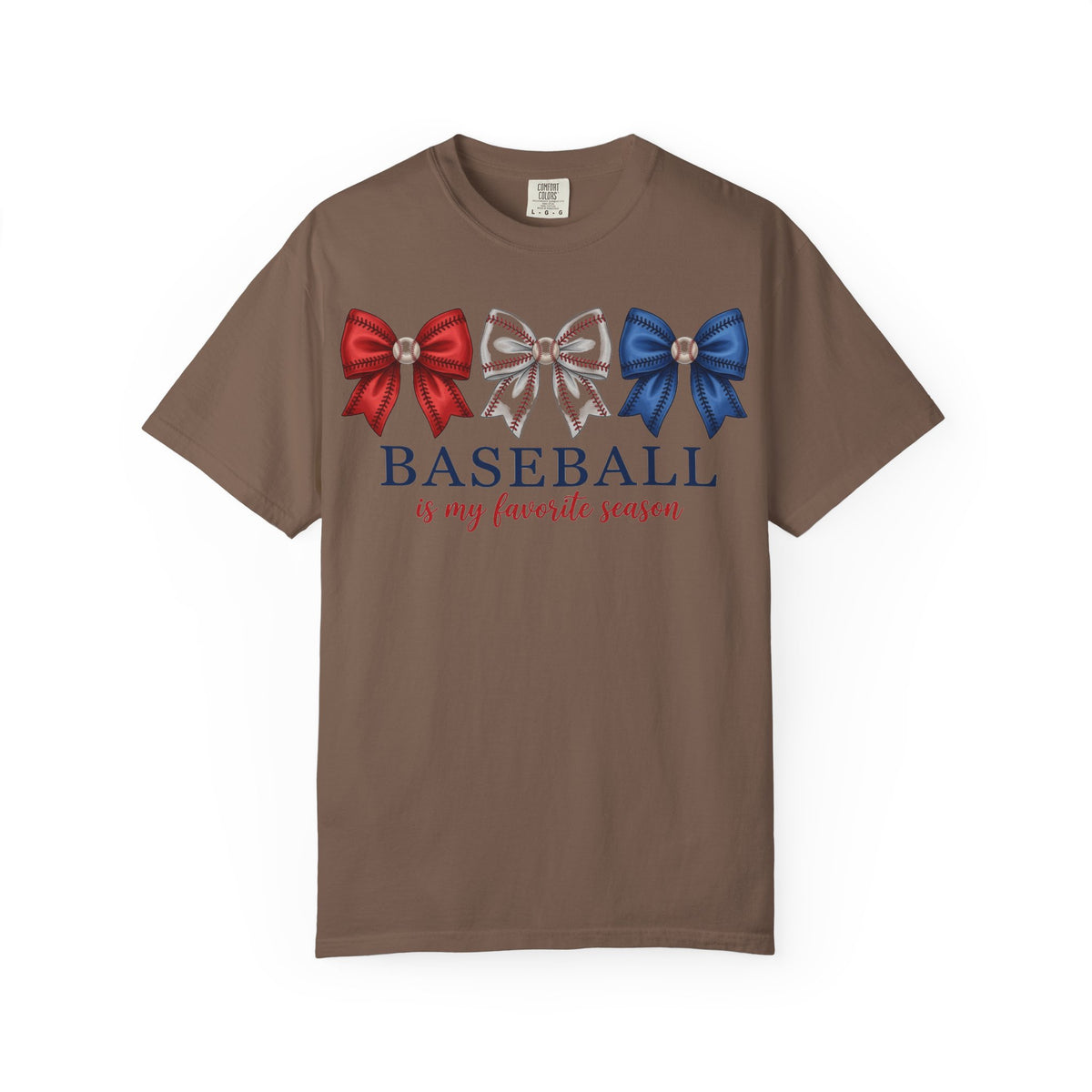 Baseball Is My Favorite Season Tee, Small Bow Trio Baseball Shirt, Coquette Sports Mom Shirt, Game Day Gift
