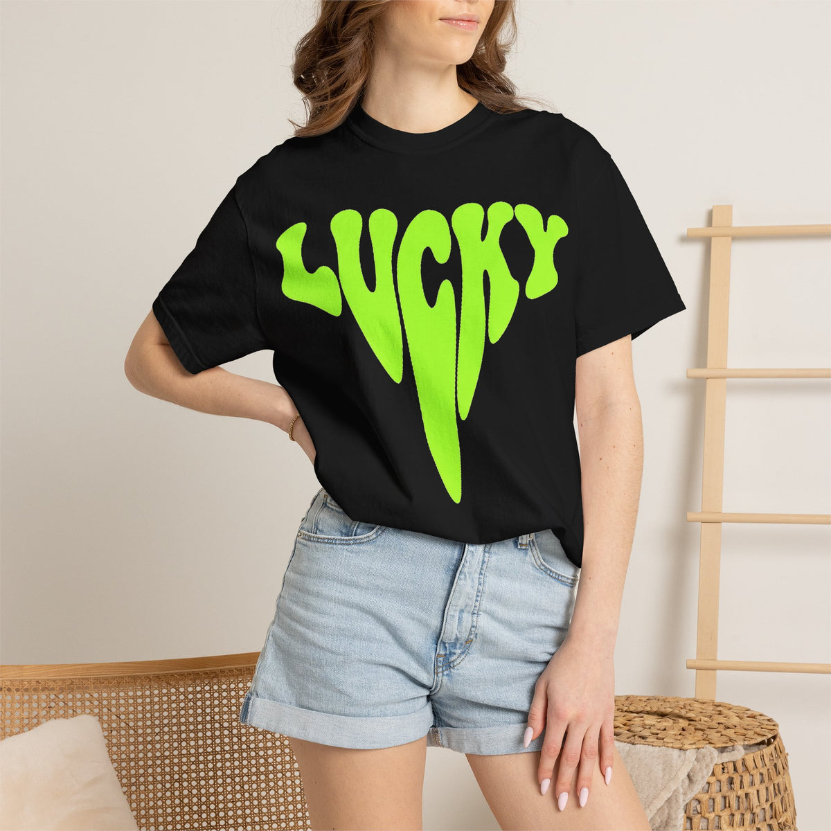 Lucky Drip Shirt, Neon Psychedelic Lettering Tee, Trippy St Patricks Day Shirt, Rave Gift