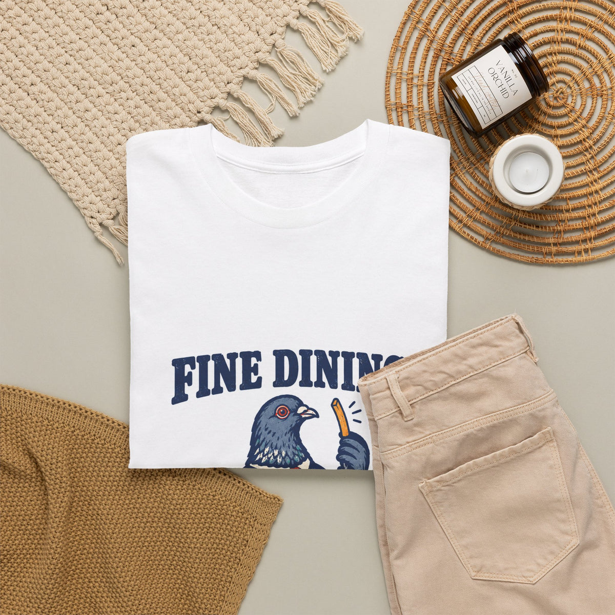 Fine Dining. Gutter Seating. | Funny Pigeon T-Shirt