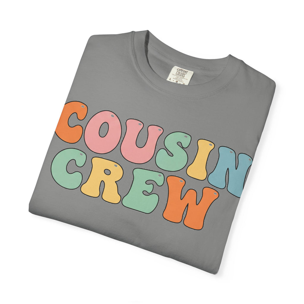 Cousin Crew Stacked Shirt, Groovy Retro Pastel Tee, Matching Cousins Reunion Shirt, Family Gift