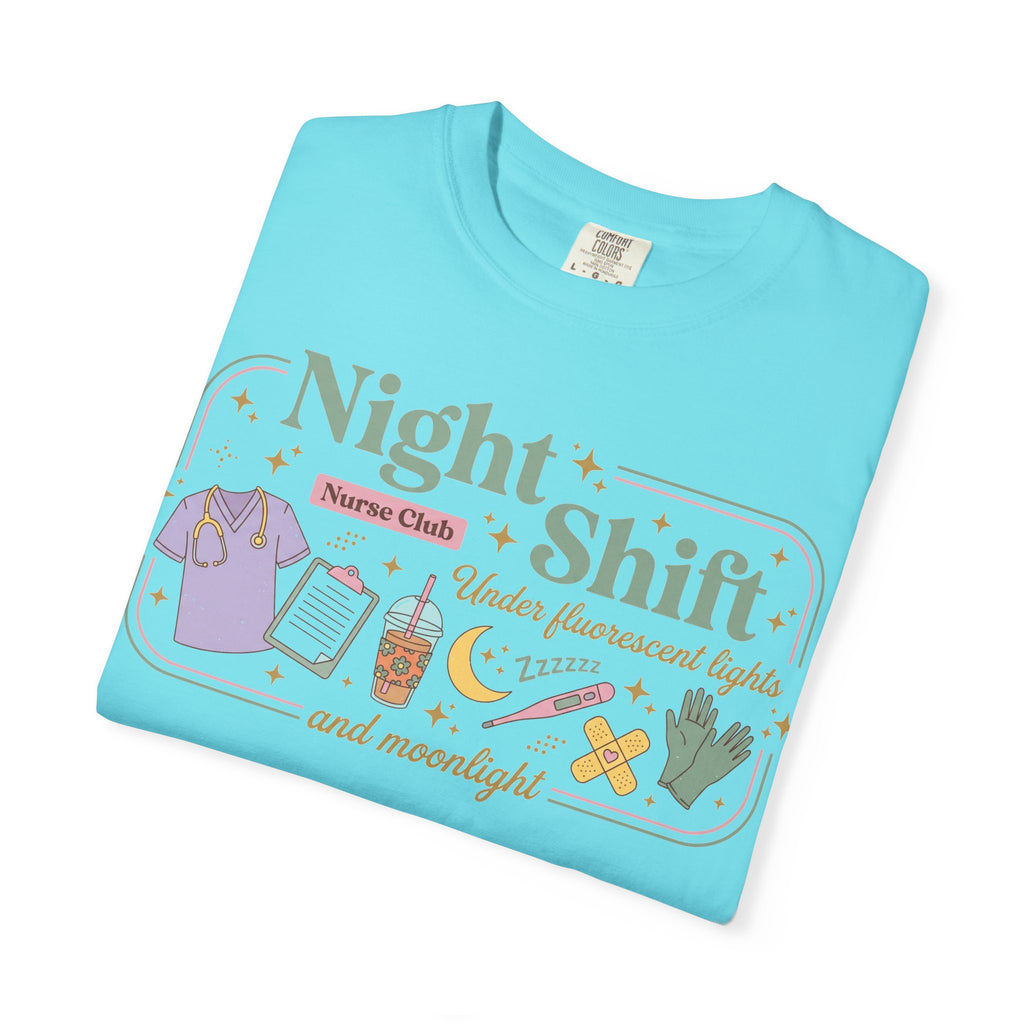 Night Shift Nurse Club Shirt, Under Fluorescent Lights And Moonlight Tee, Cute Night Nurse Shirt, RN Gift
