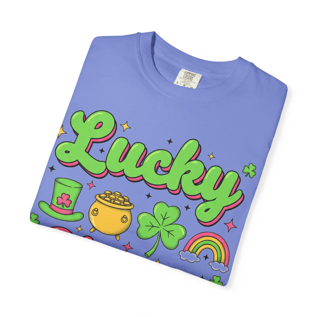 Lucky Charm Pink Shirt, Groovy St Patricks Day Tee, Rainbow Clover Shirt, Irish Gift