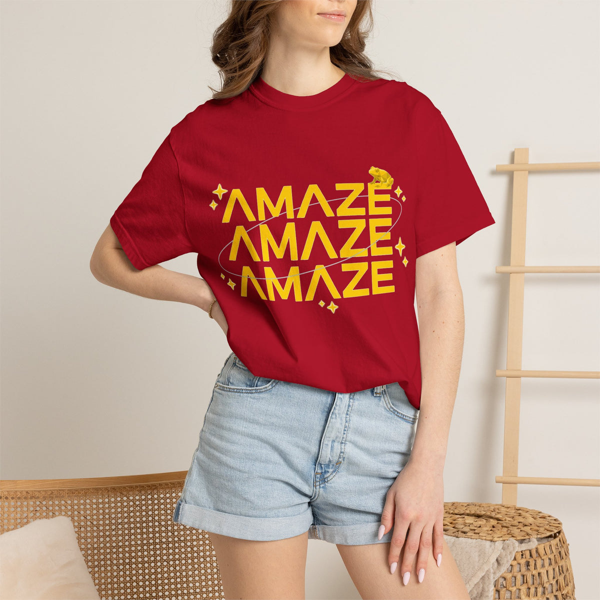 Amaze Amaze Amaze Shirt, Retro Stacked Type Tee, Tiny Frog Graphic Shirt, Funny Minimal Gift