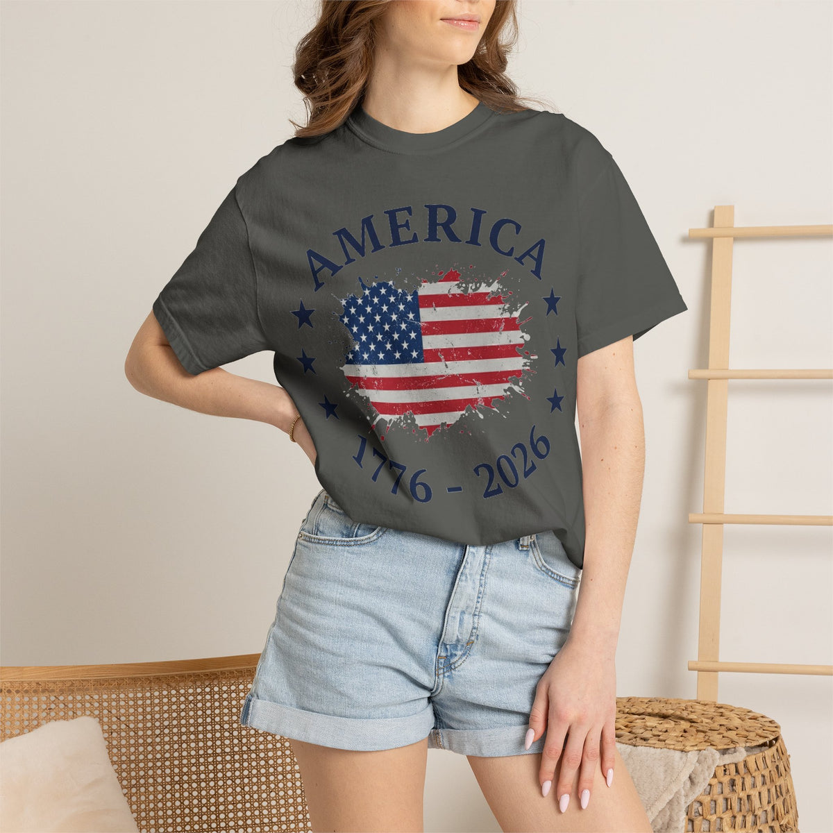 America 1776 2026 Shirt, Distressed Flag Oval Tee, Patriotic 250th Anniversary Shirt, Fourth Of July Gift