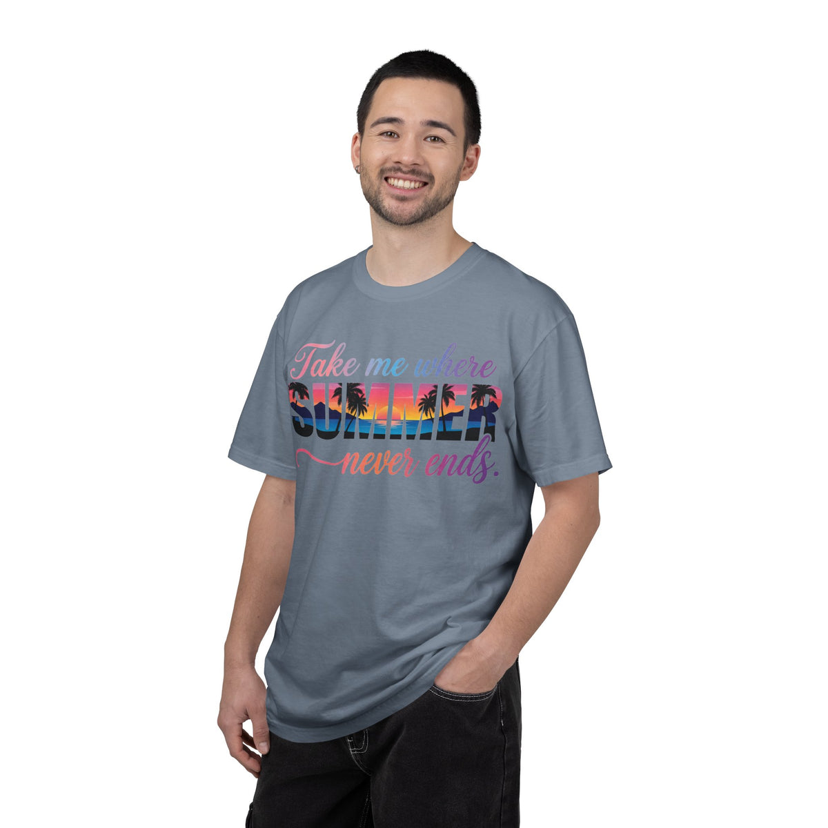 Take Me Where Summer Never Ends Shirt, Sunset Palm Tree Tee, Beach Vacation Shirt, Summer Gift