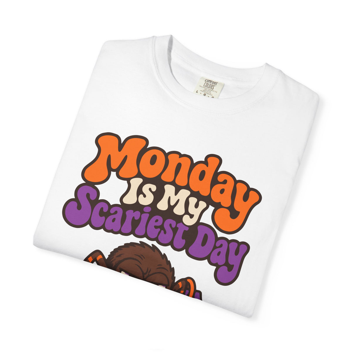 Monday Is My Scariest Day Halloween Shirt, Funny Spider Coffee Tee, Retro Spooky Humor