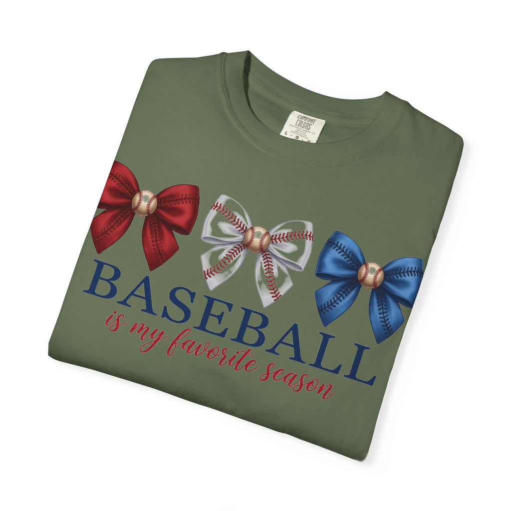 Baseball Is My Favorite Season Shirt, Coquette Baseball Bows Tee, Baseball Mom Shirt, Game Day Gift