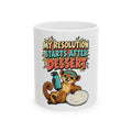 My Resolution Starts After Dessert Mug, Funny Gym Lover Christmas Gift, Secret Santa Stocking Stuffer, 11oz 15oz Coffee Mug