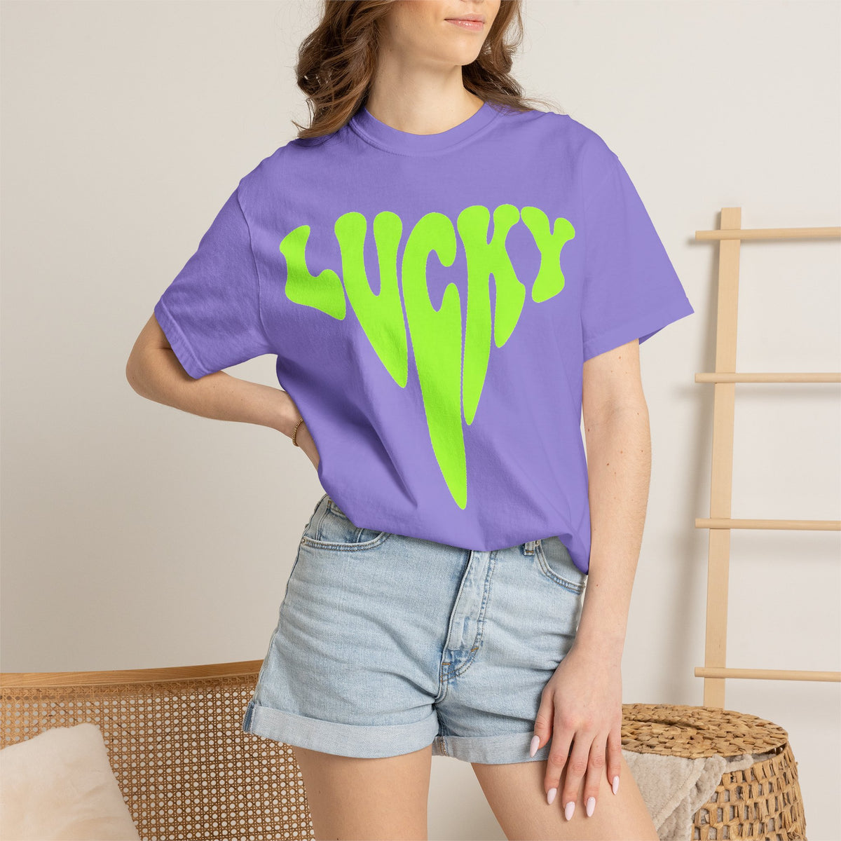 Lucky Drip Shirt, Neon Psychedelic Lettering Tee, Trippy St Patricks Day Shirt, Rave Gift