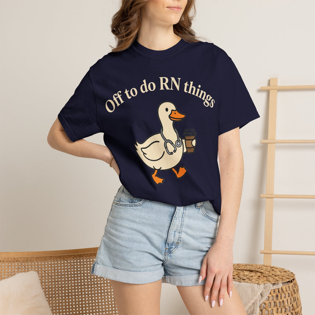Off To Do RN Things Shirt, Funny Nurse Duck Coffee Tee, Stethoscope Duck Shirt, Nurse Gift