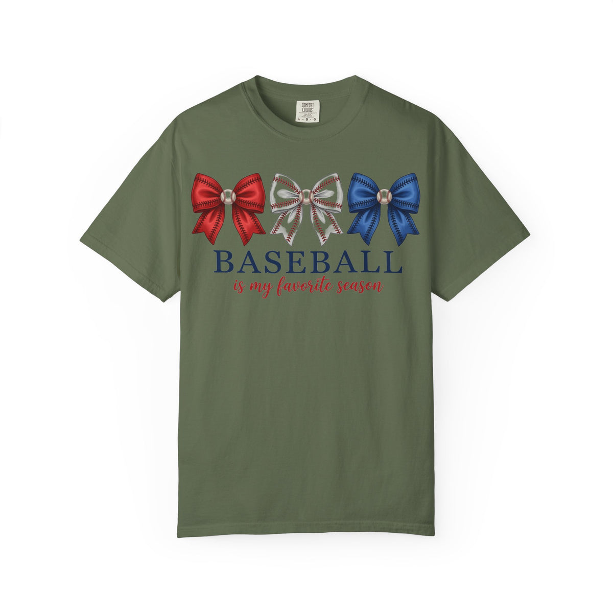 Baseball Is My Favorite Season Tee, Small Bow Trio Baseball Shirt, Coquette Sports Mom Shirt, Game Day Gift