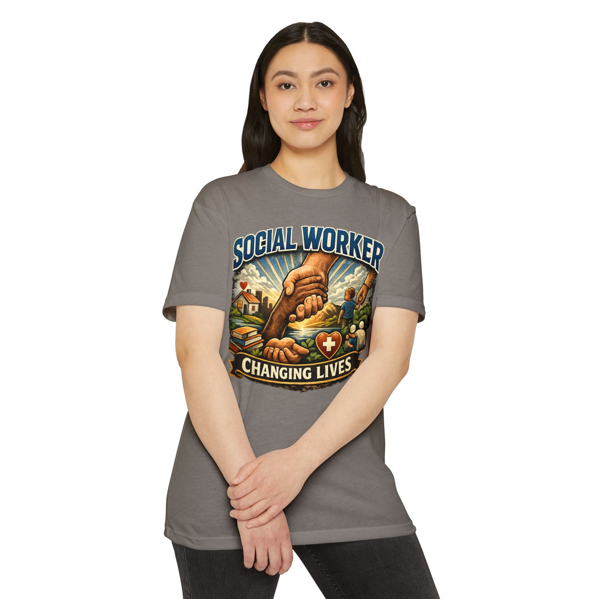 Social Worker T-Shirt — "Changing Lives" Graphic Tee for Caregivers & Advocates
