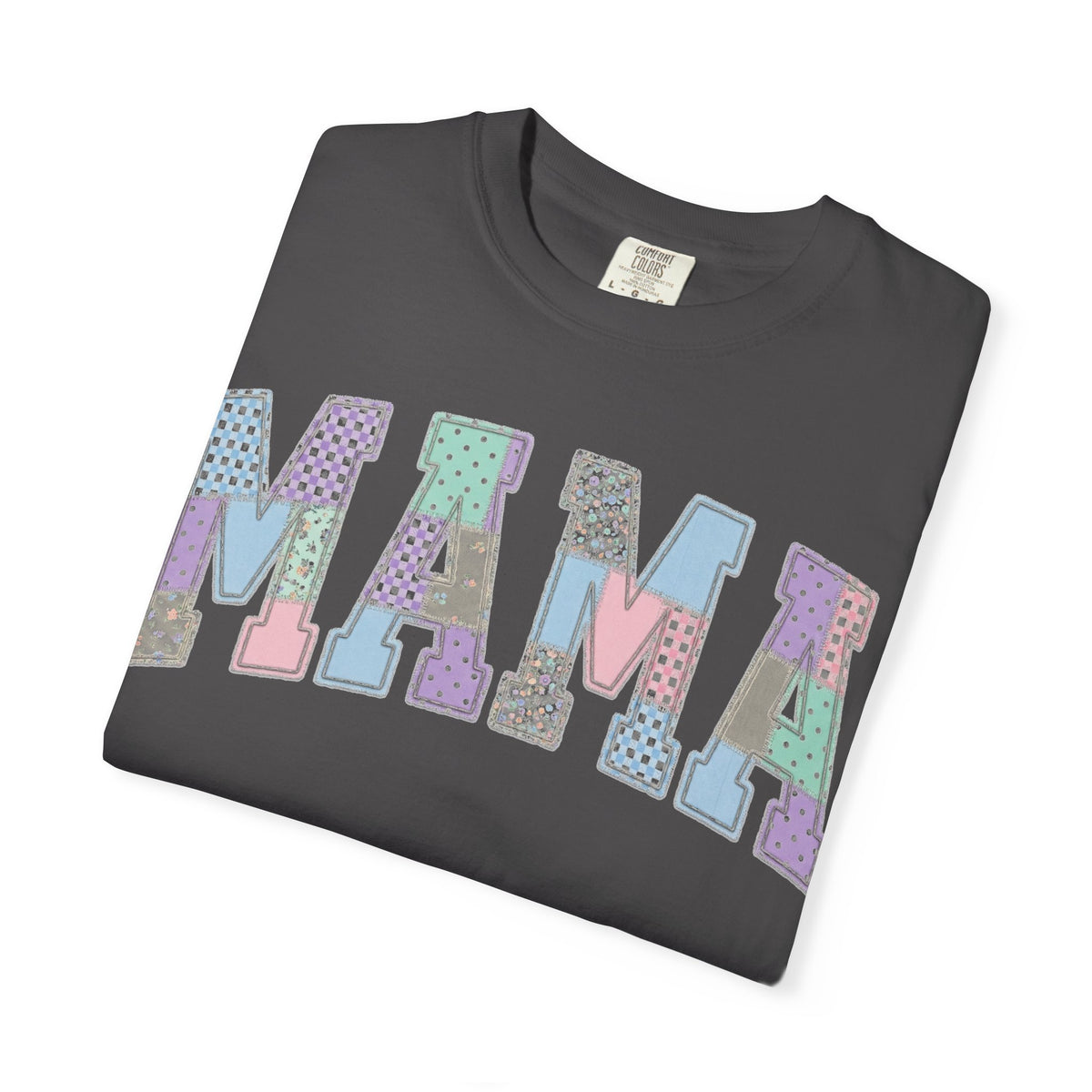 Mama Patchwork Shirt, Pastel Faux Applique Varsity Tee, Shabby Chic Mom Shirt, Mothers Day Gift