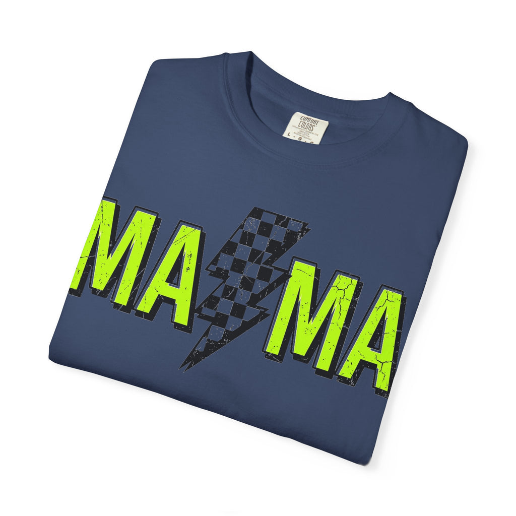 Mama Lightning Bolt Shirt, Neon Green Checkered Bolt Tee, Edgy Mom Shirt, Mama Gift