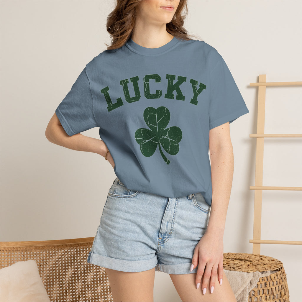 Lucky Big Shamrock Shirt, Bold Varsity Clover Tee, St Patricks Day Shirt, Irish Gift