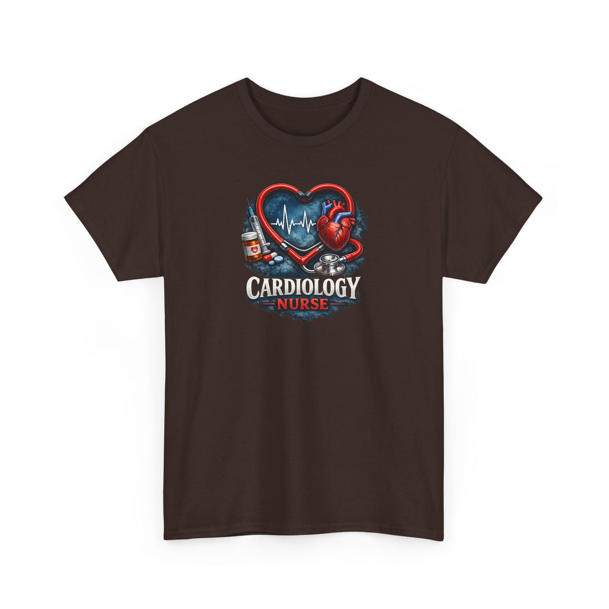 Cardiology Nurse T-Shirt — Heartbeat Stethoscope Design
