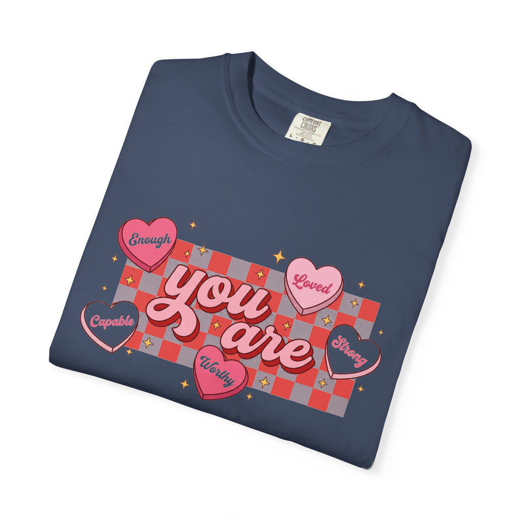You Are Enough Candy Heart Shirt, Red Check Affirmation Tee, Valentines Self Love Shirt, Gift For Her