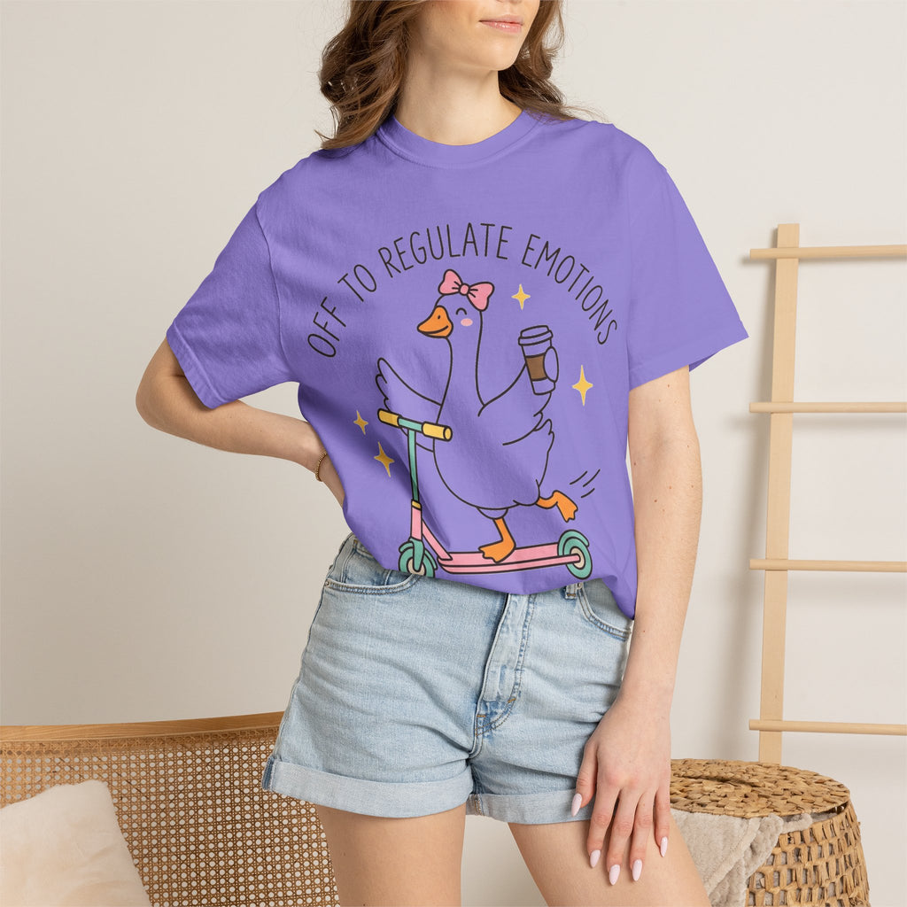 Off To Regulate Emotions Shirt, Funny Therapy Goose Scooter Tee, Mental Health Humor Shirt, Therapist Gift