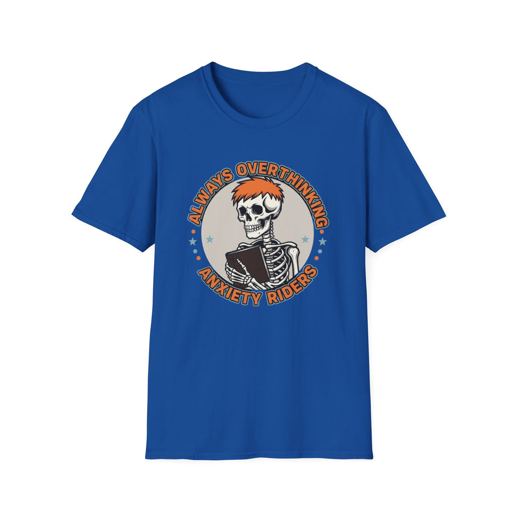 Always Overthinking Anxiety Riders T-Shirt — Retro Skull Graphic Tee for Anxious Overthinkers