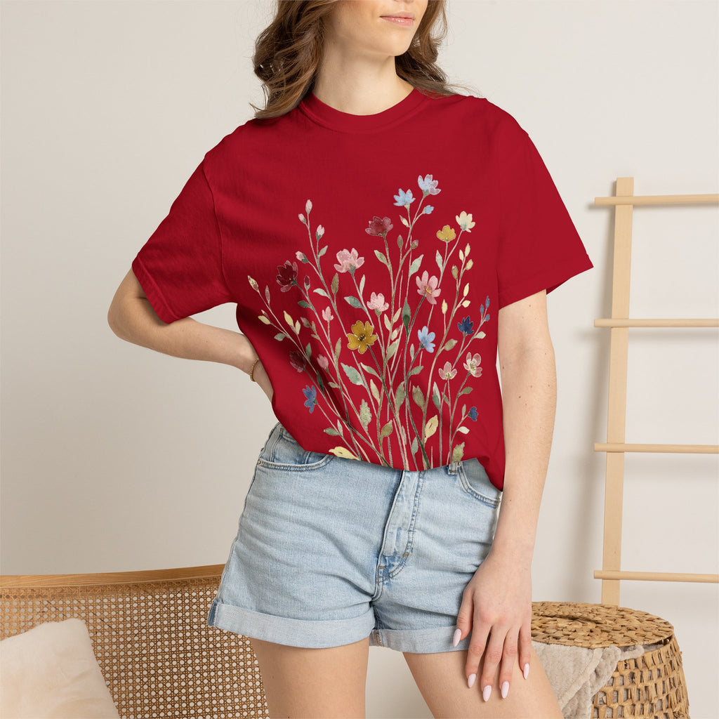 Watercolor Wildflower Spray Shirt, Painted Meadow Bouquet Tee, Cottagecore Floral Shirt, Garden Gift