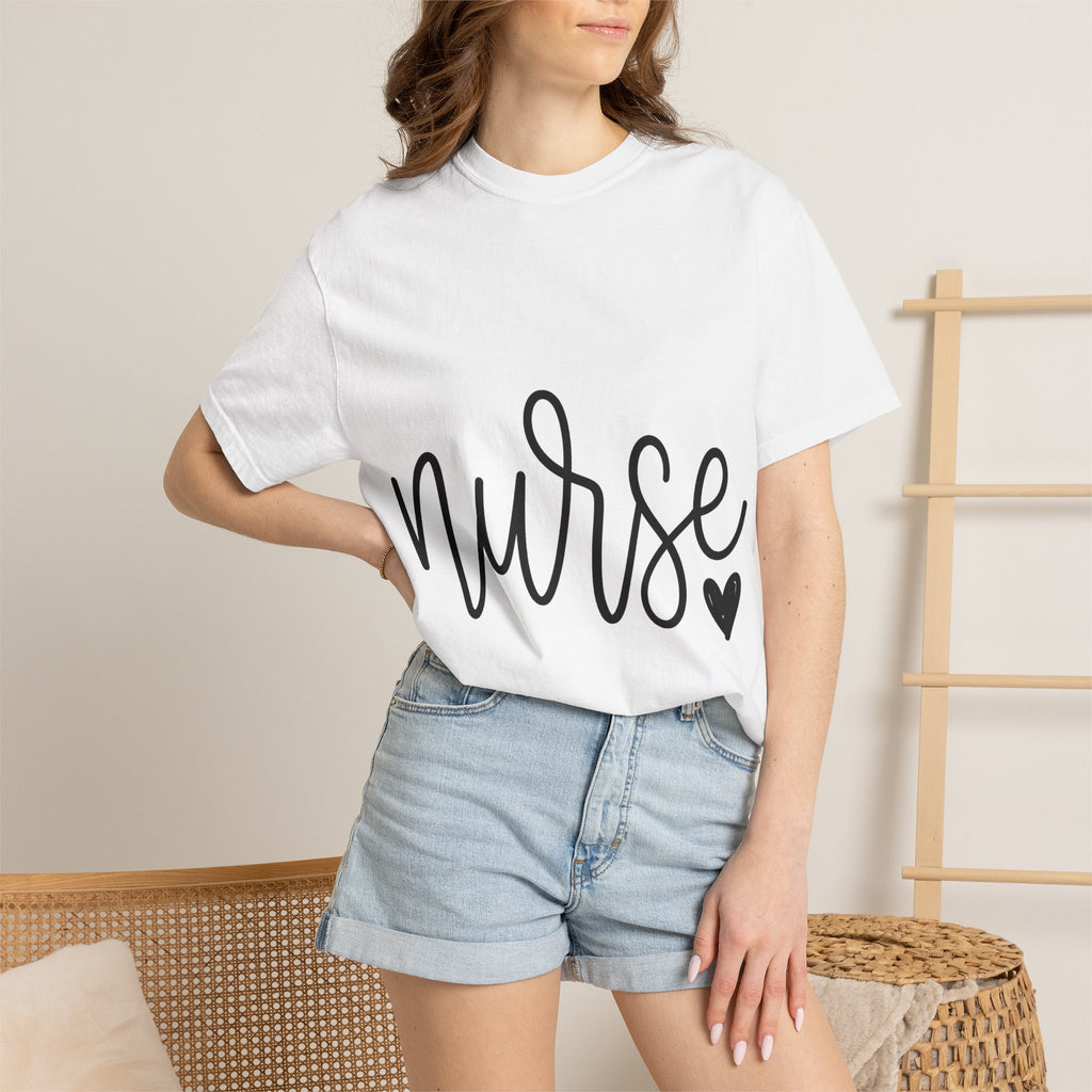 Nurse Script Shirt, Hand Lettered Nurse Heart Tee, Minimal RN Shirt, Nurse Gift